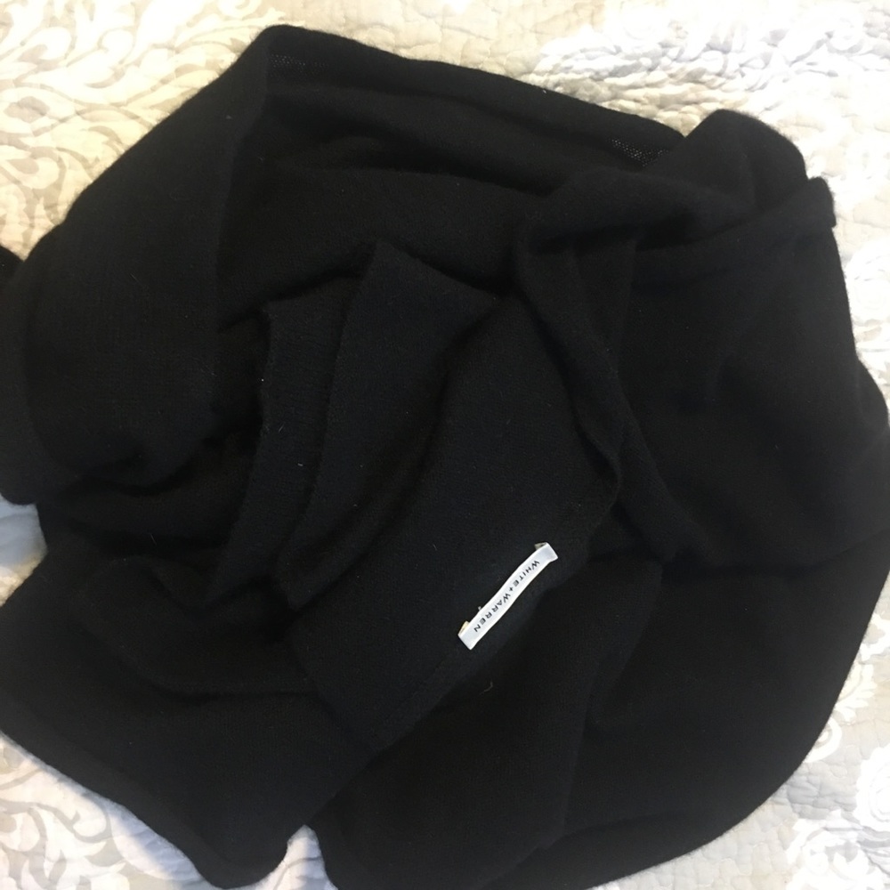 White + Warren black cashmere scarf